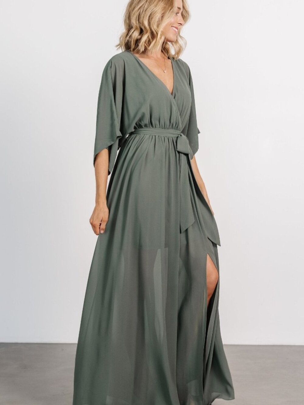 Kia Kimono Maxi Dress Dark Sage-XL-New with Tags